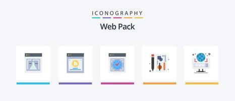 Web Pack Flat 5 Icon Pack Including web. graph. computer. chart. web. Creative Icons Design vector