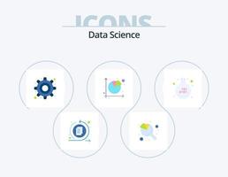 paquete de iconos planos de ciencia de datos 5 diseño de iconos. código binario. experimento. entorno. educación. tarta vector