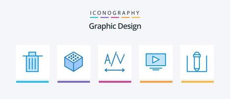 paquete de iconos de diseño azul 5 que incluye . seguimiento. lápiz. diseño de iconos creativos vector