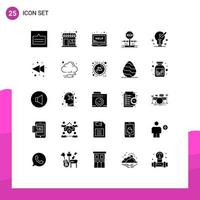 Universal Icon Symbols Group of 25 Modern Solid Glyphs of occupy military store conflict support Editable Vector Design Elements