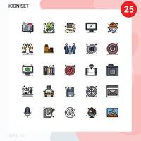 paquete de iconos de vector de stock de 25 signos y símbolos de línea para automatización dispositivo de película imac elementos de diseño de vector editables por computadora