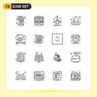 16 Creative Icons Modern Signs and Symbols of cloud preferences water clean liquid windmill Editable Vector Design Elements