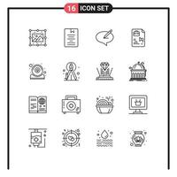 Pack of 16 creative Outlines of bag document learning file pen Editable Vector Design Elements