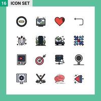 Universal Icon Symbols Group of 16 Modern Flat Color Filled Lines of magnet back love loop arrow arrow Editable Creative Vector Design Elements