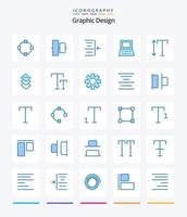 diseño creativo 25 paquete de iconos azules como cuadrado. diseño. texto. vertical. fuente vector