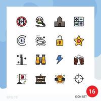 16 Universal Flat Color Filled Line Signs Symbols of accident backup cathedral church math calculate Editable Creative Vector Design Elements