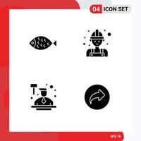 Modern Set of 4 Solid Glyphs and symbols such as fish auctioneer eat man law Editable Vector Design Elements