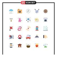 25 iconos creativos signos y símbolos modernos de configuración de alimentos reloj postre bola de lana elementos de diseño vectorial editables vector