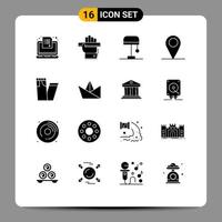 Universal Icon Symbols Group of 16 Modern Solid Glyphs of jeans pin learning location light Editable Vector Design Elements