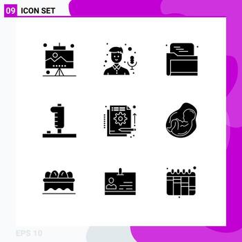 9 glifos sólidos vectoriales temáticos y símbolos editables de joystick de fondos controlador de juegos seo elementos de diseño vectorial editables vector