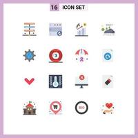 Flat Color Pack of 16 Universal Symbols of world rain finance mountain landscape Editable Pack of Creative Vector Design Elements