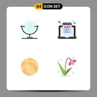 Pack of 4 Modern Flat Icons Signs and Symbols for Web Print Media such as mirror basketball coding programming sport Editable Vector Design Elements