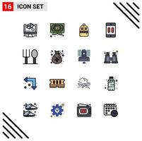 Universal Icon Symbols Group of 16 Modern Flat Color Filled Lines of baby mobile bag devices cellphone Editable Creative Vector Design Elements