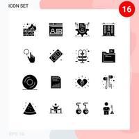 Mobile Interface Solid Glyph Set of 16 Pictograms of house construction resume building configure Editable Vector Design Elements
