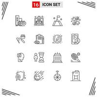 Modern Set of 16 Outlines and symbols such as welding tool setting repair user Editable Vector Design Elements