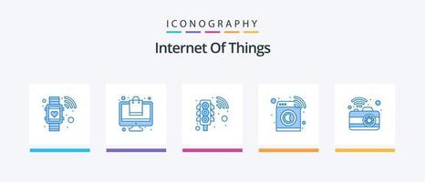 Internet Of Things Blue 5 Icon Pack Including dslr. camera. management. washing. machine. Creative Icons Design vector