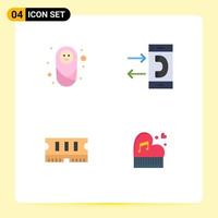 Pack of 4 Modern Flat Icons Signs and Symbols for Web Print Media such as baby hardware protection contact ram Editable Vector Design Elements