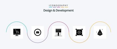 Design and Development Glyph 5 Icon Pack Including shape. development. coding. design. programing vector