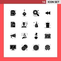 16 Universal Solid Glyphs Set for Web and Mobile Applications rewind back joystick arrow search Editable Vector Design Elements