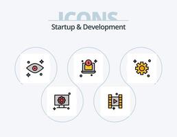 Startup And Develepment Line Filled Icon Pack 5 Icon Design. setting. computer. award. man. location vector