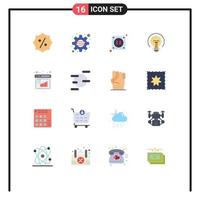 Mobile Interface Flat Color Set of 16 Pictograms of management business electricity board idea Editable Pack of Creative Vector Design Elements