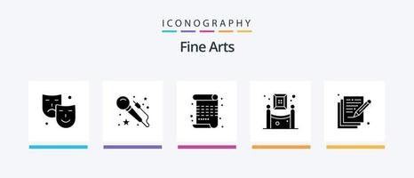 Fine Arts Glyph 5 Icon Pack Including arts. poetry. art. painting. exhibition. Creative Icons Design vector