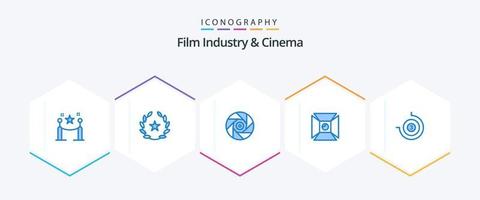 Cenima 25 Blue icon pack including stop watch. shooting. cinema. light. focus vector