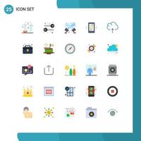 Pictogram Set of 25 Simple Flat Colors of data communications flashlight internet of things connections Editable Vector Design Elements