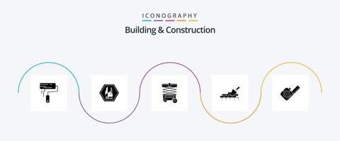 paquete de iconos de glifo 5 de construcción y construcción que incluye edificio. Enladrillado. tráfico. depósito vector