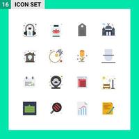 Pictogram Set of 16 Simple Flat Colors of creative moon clothing islam mosque Editable Pack of Creative Vector Design Elements