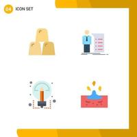 Group of 4 Modern Flat Icons Set for bars creative gold graph share Editable Vector Design Elements