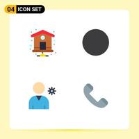 4 Flat Icon concept for Websites Mobile and Apps home call connection controls phone Editable Vector Design Elements
