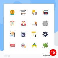 Modern Set of 16 Flat Colors Pictograph of form drugs machine disease graph Editable Pack of Creative Vector Design Elements