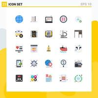 25 Thematic Vector Flat Colors and Editable Symbols of contact pause novel music support Editable Vector Design Elements