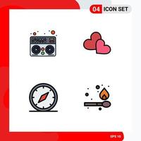 4 Creative Icons Modern Signs and Symbols of midi gps heart wedding navigation Editable Vector Design Elements