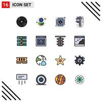 Set of 16 Modern UI Icons Symbols Signs for measurement calipers gear caliper information Editable Creative Vector Design Elements