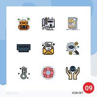 Modern Set of 9 Filledline Flat Colors and symbols such as email memory web hardware devices Editable Vector Design Elements