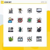 16 Flat Color Filled Line concept for Websites Mobile and Apps avatar imac location device computer Editable Creative Vector Design Elements