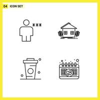 User Interface Pack of 4 Basic Filledline Flat Colors of avatar farming human urban cup Editable Vector Design Elements