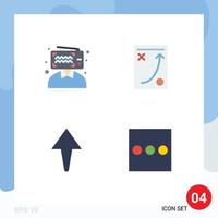 Group of 4 Flat Icons Signs and Symbols for blogger arrow influencer planning list Editable Vector Design Elements