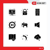 9 Universal Solid Glyphs Set for Web and Mobile Applications bell elephant music video multimedia Editable Vector Design Elements