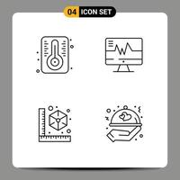 Group of 4 Filledline Flat Colors Signs and Symbols for degree model medical heartbeat food Editable Vector Design Elements
