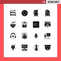 Universal Icon Symbols Group of 16 Modern Solid Glyphs of intelligence brain meal ai ui Editable Vector Design Elements