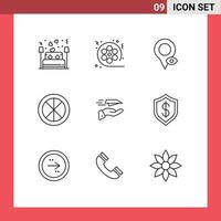 conjunto de 9 iconos modernos de la interfaz de usuario signos de símbolos para la decoración de vídeo de la puerta interior mapa elementos de diseño vectorial editables vector