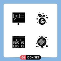 4 Universal Solid Glyph Signs Symbols of education app tutorial management develop Editable Vector Design Elements