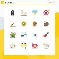 Pack of 16 Modern Flat Colors Signs and Symbols for Web Print Media such as magic broom cloud photography image Editable Pack of Creative Vector Design Elements