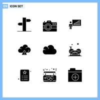 Set of 9 Modern UI Icons Symbols Signs for data technology graph alert success Editable Vector Design Elements