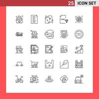 Mobile Interface Line Set of 25 Pictograms of woman sex game file development Editable Vector Design Elements