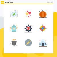 Modern Set of 9 Flat Colors and symbols such as programming interface infant fruit bottle vegetables Editable Vector Design Elements