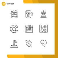 Modern Set of 9 Outlines Pictograph of technology global design business security Editable Vector Design Elements